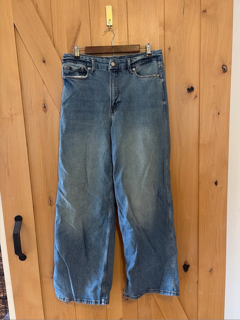Good American Wide Leg Palazzo Baggy Jeans Women 10/30 High-Rise Super Stretch